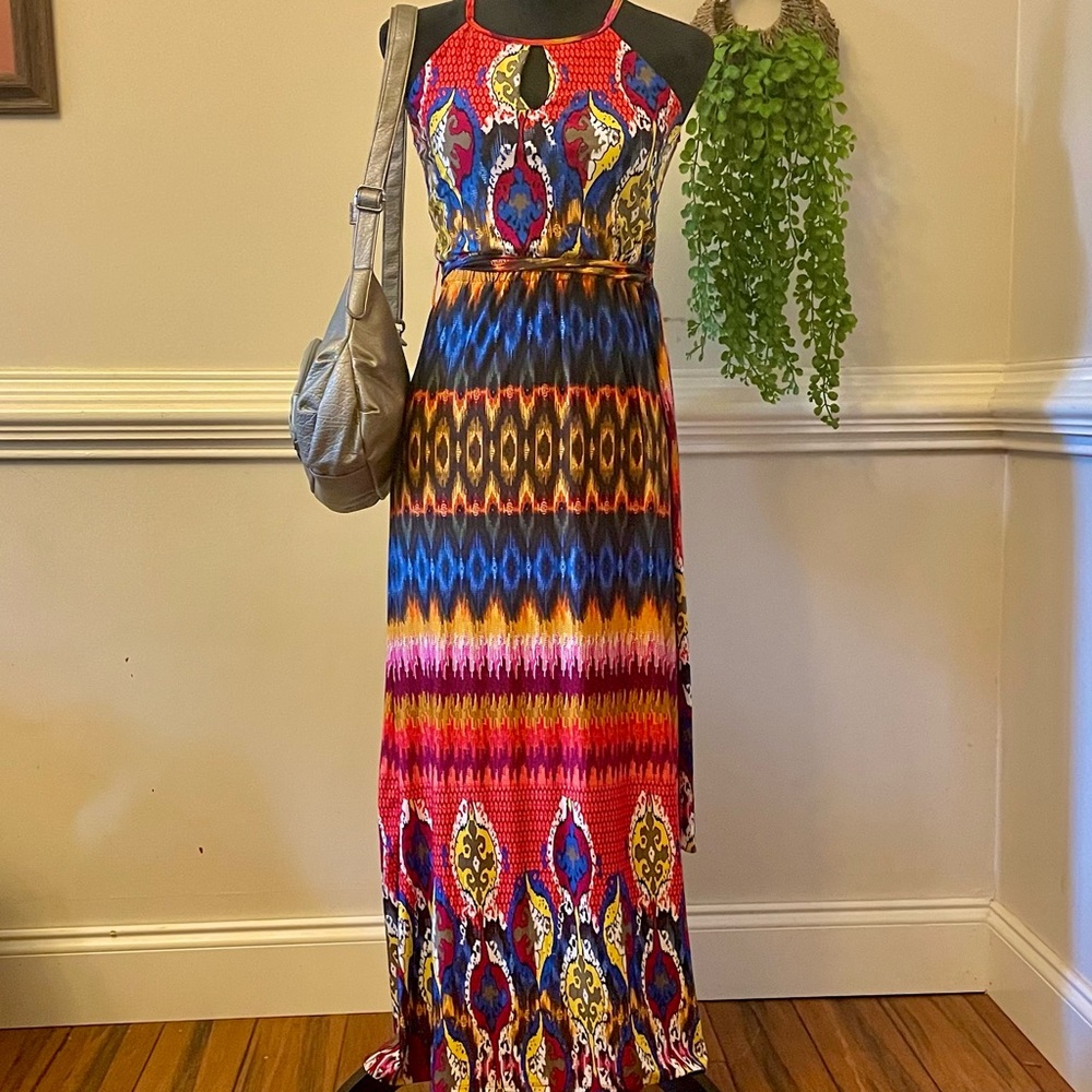 Y2K Boho Halter Maxi Dress